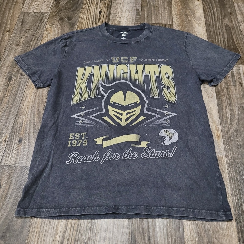 UCF Knights Hollister Blue 84 Graphic Tee M Black Wash Florida Football